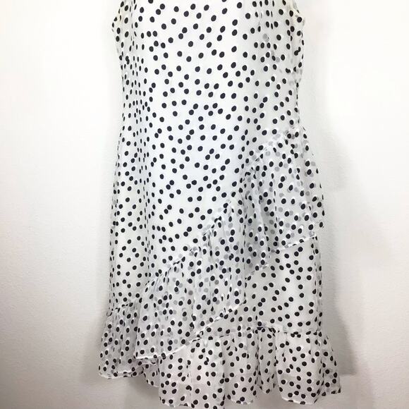 LAUREN RALPH LAUREN Polka Dot Sleeveless Ruffle Faux Wrap Dress size 6 - Picture 3 of 8